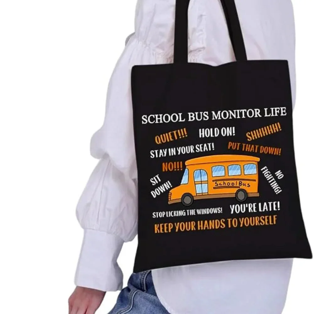 School Bus Monitor Tote Bag School Bus Driver Appreciation Gifts Grocery Bag